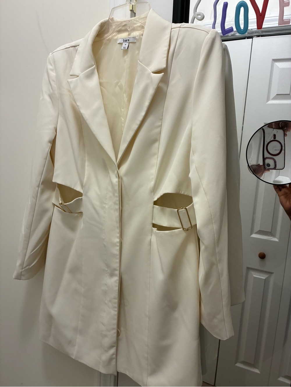 Bar III Ivory Cutout Detail Tailored Blazer Dress